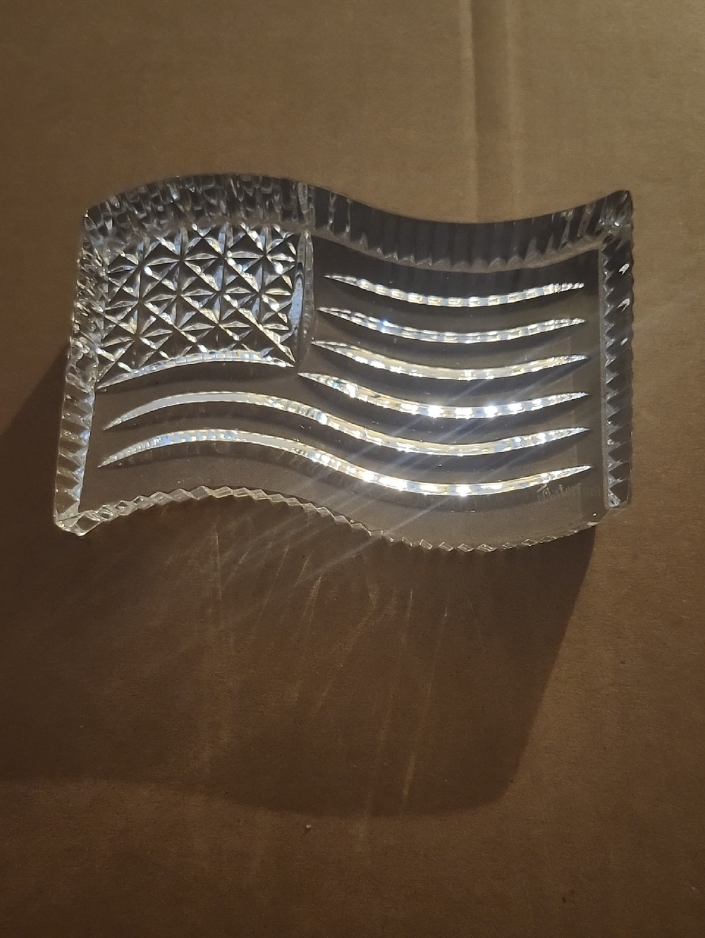 Crystal American Flag Decorative Tray - Clear